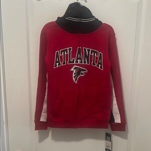 NWT Youth Atlanta Falcons Red Zip-Up, Hoodie. Official NFL team apparel. Size 8.